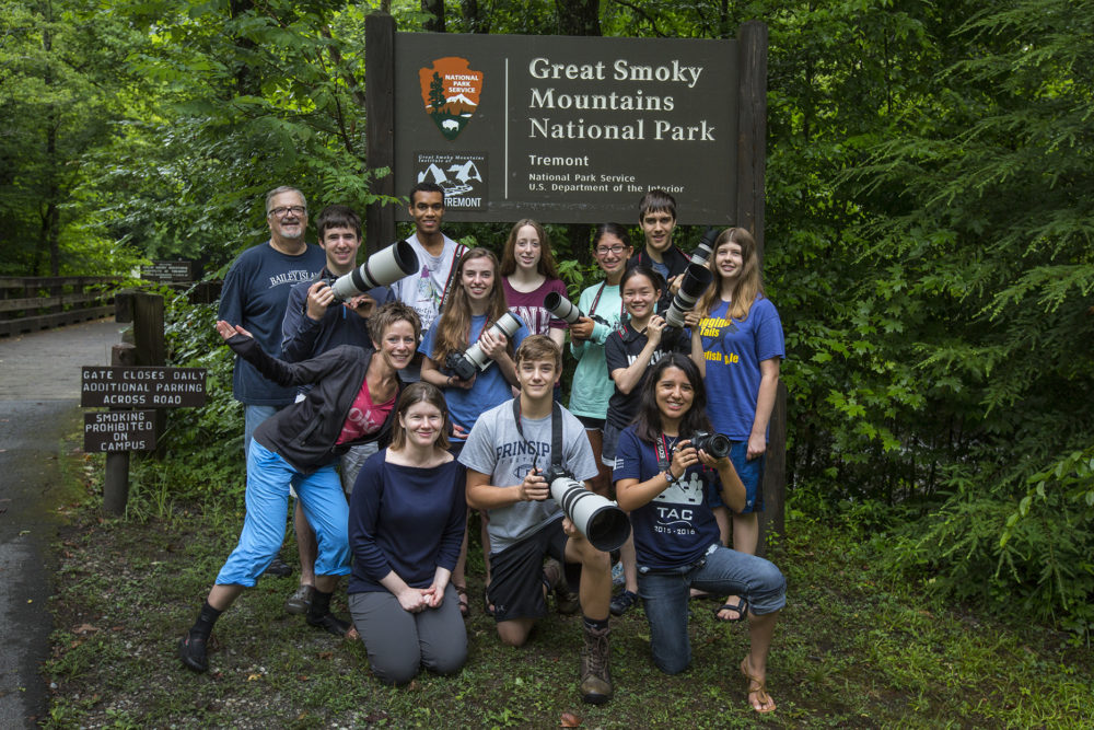 Don Carter (back row, far left) with 2016 NANPA High School Scholarship Students at the Tremont Institute in Great Smoky Mountains National Park. Photo credit: Karine Aigner.